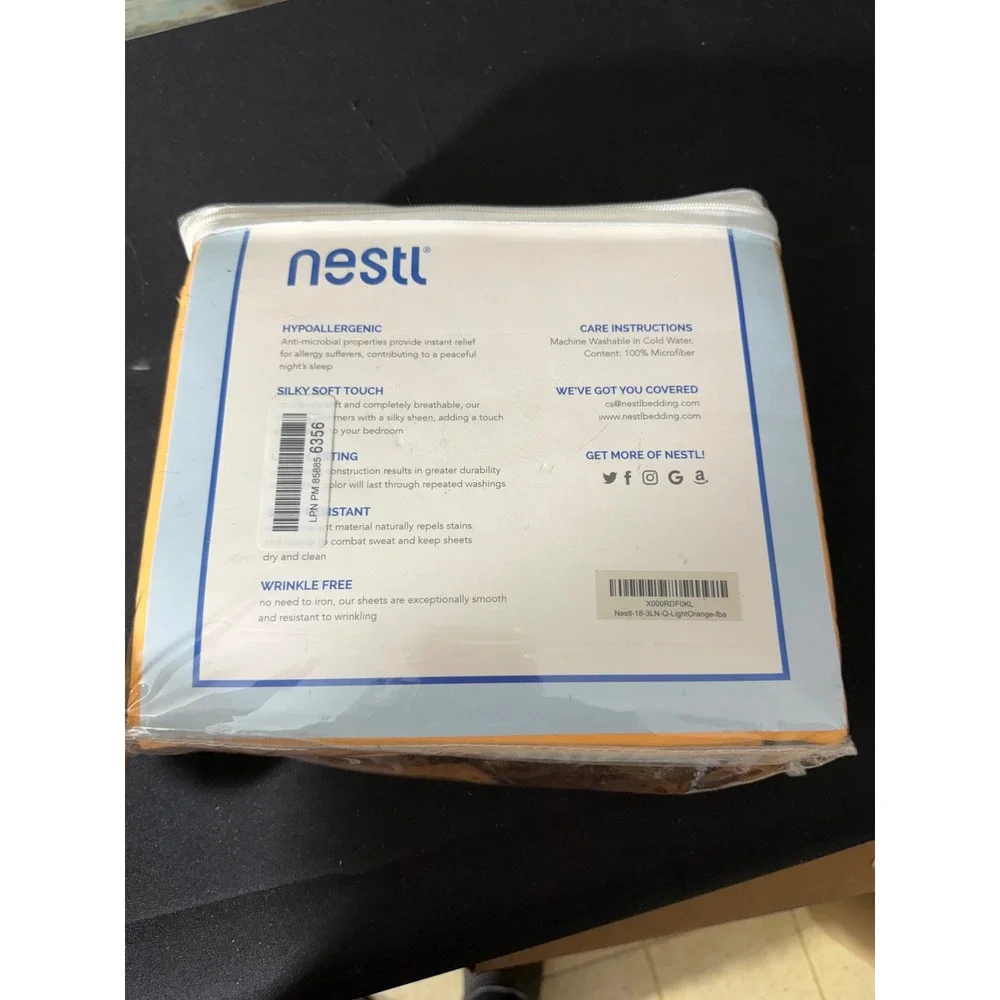 Nestl Bed Sheet Set Queen Orange New 4 Piece Microfiber Hypoallergenic Soft
